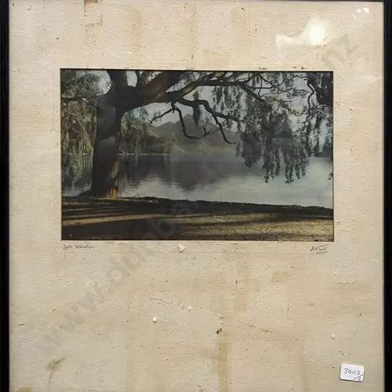 W H Tustin - Lake Wakatipu - Hand Coloured Photograph