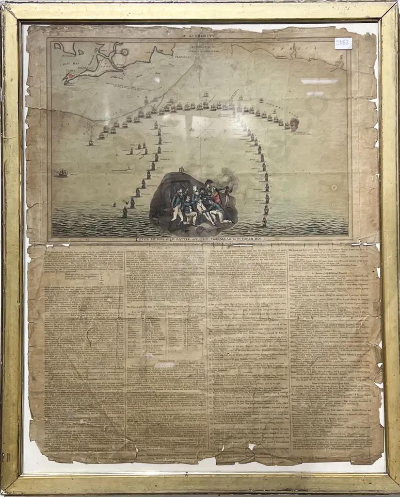 Vintage Framed Book Plate "Ever Memorable Battle of Cape Trafalgar" Image 1++