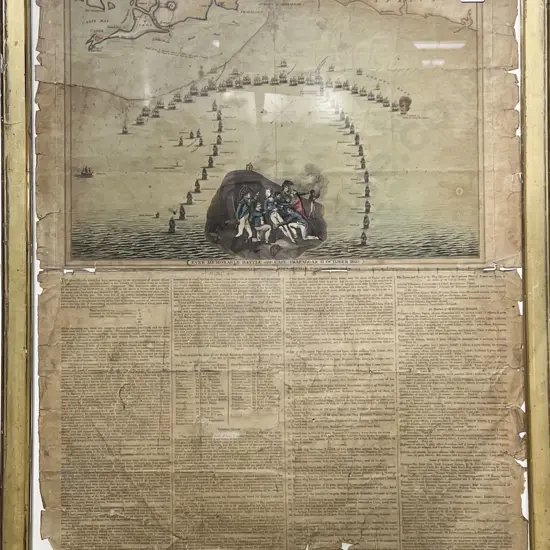 Vintage Framed Book Plate "Ever Memorable Battle of Cape Trafalgar"