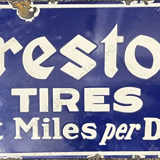 Vintage Enamel Firestone Tyres Advertising Sign