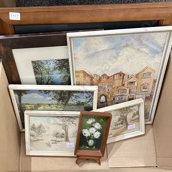 Box of Assorted Framed Works