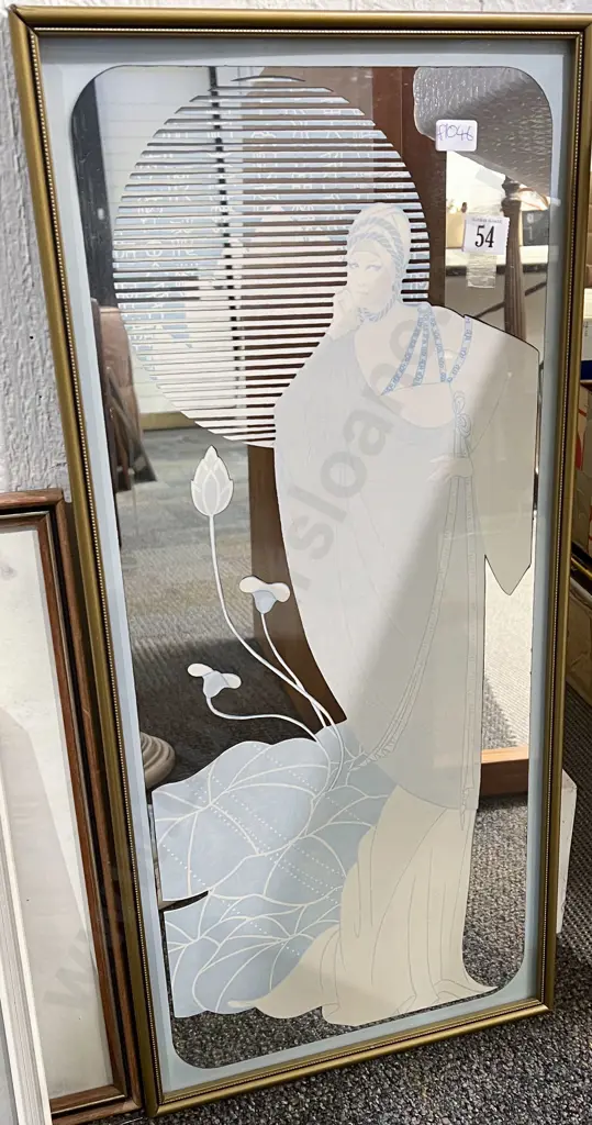 Three Oval Floral Works together with Art Deco Decorative Mirror Image 1++