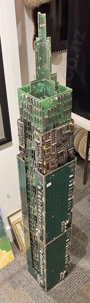 Empire State Building Made from Assorted Computer Chip Boards Converted to Lamp Image 1++