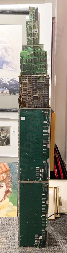 Empire State Building Made from Assorted Computer Chip Boards Converted to Lamp Image 1++