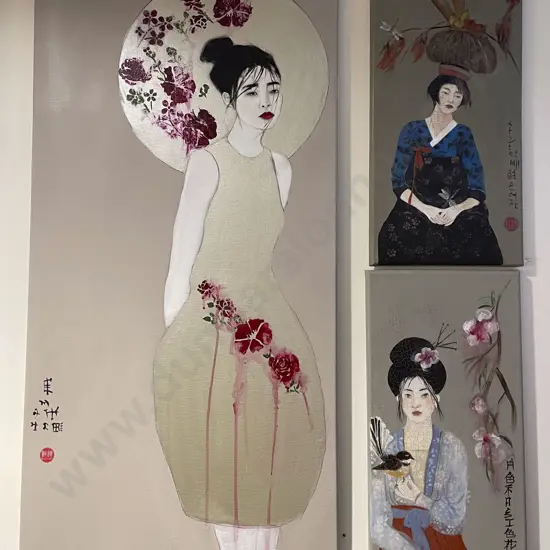 Three Acrylic on Canvas Works by Susan Adams