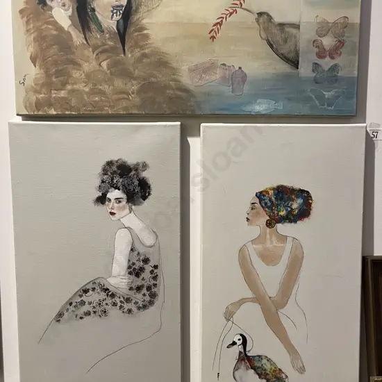 Three Acrylic on Canvas Works by Susan Adams