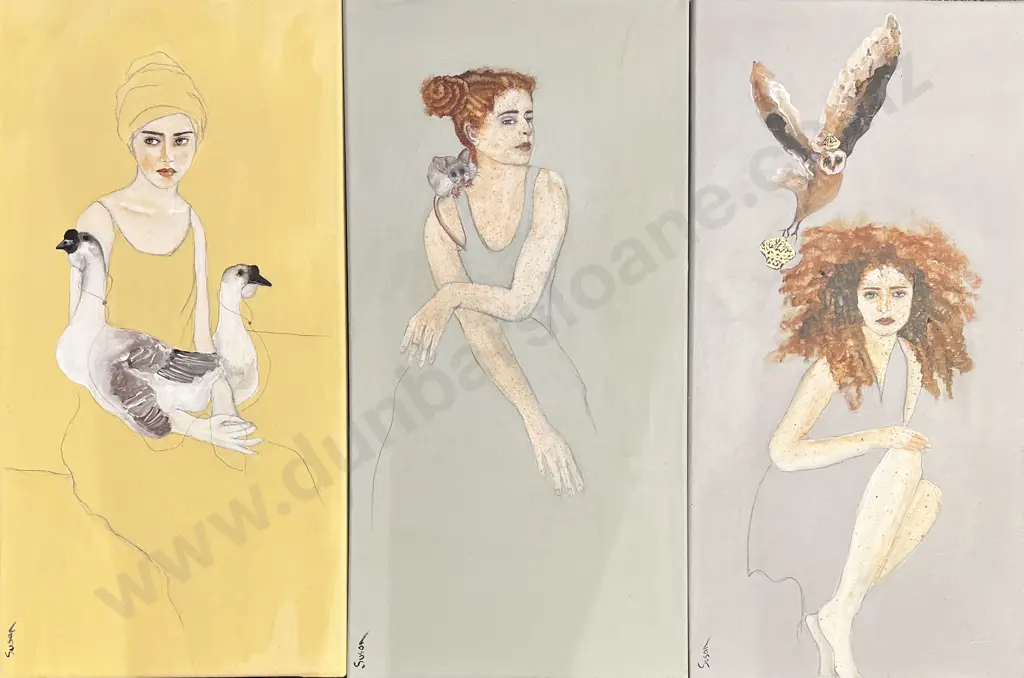 Four Acrylic on Canvas Works by Susan Adams Image 1++