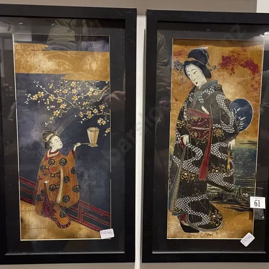 Two Japanese Works on Fabric