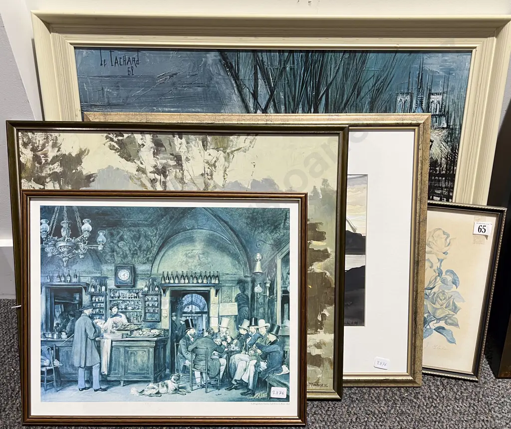 Five Assorted Framed Prints and Originals Image 1++
