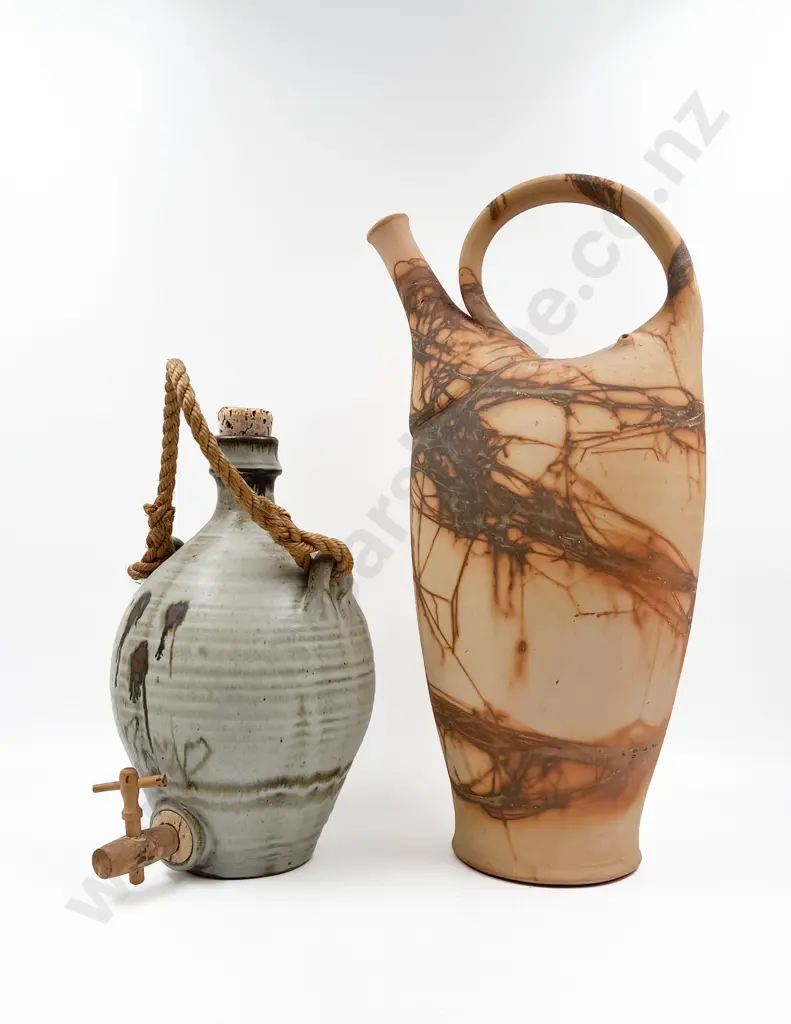 NZ Pottery Flask & Other (2) Image 1++