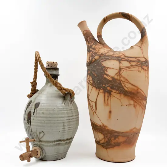 NZ Pottery Flask & Other (2)