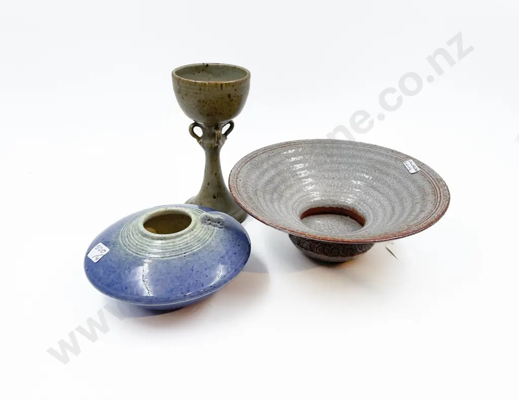 Lawrence Ewing Flared Shallow Footed Bowl and Two Others Image 1++