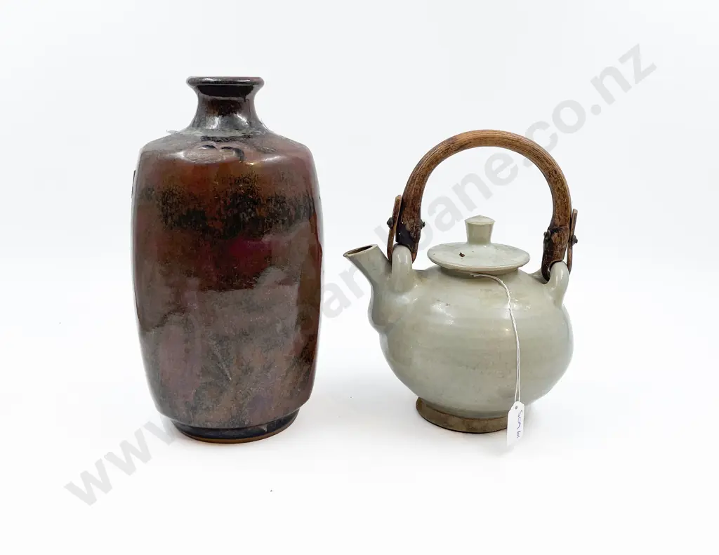 NZ Pottery Lamp Base and Celadon Glazed Teapot Image 1++