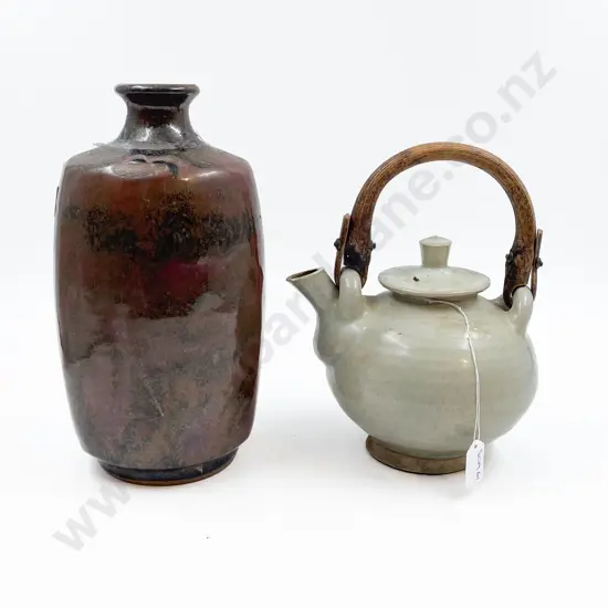 NZ Pottery Lamp Base and Celadon Glazed Teapot