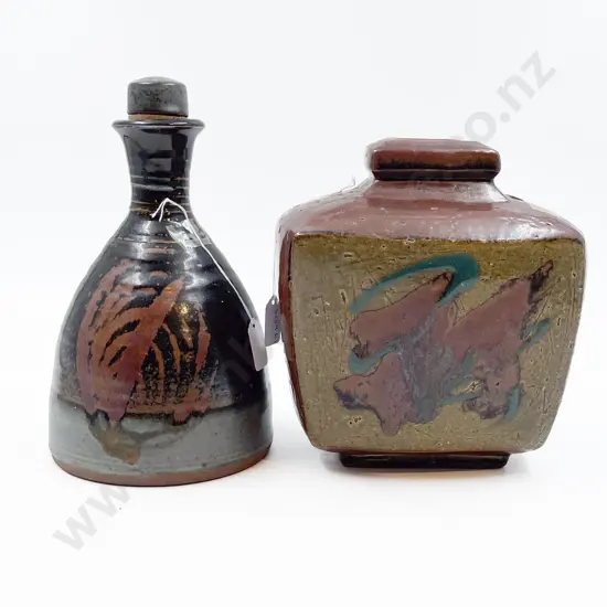 Peter Stitchbury Flask & Stopper & NZ Pottery Vase