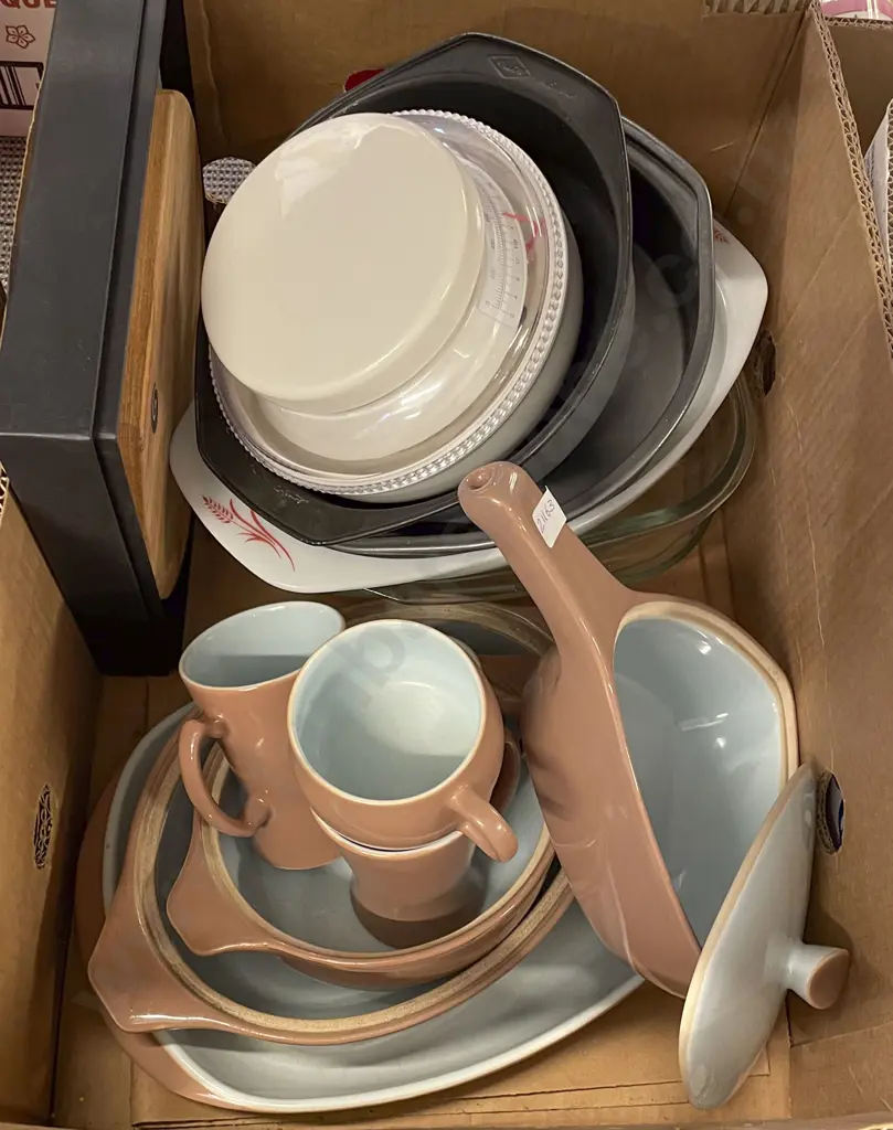 Two Boxes of Assorted Crockery & Bakeware etc Image 1++