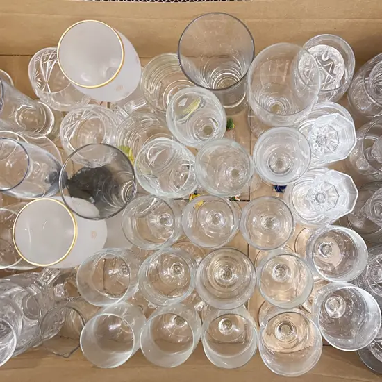 Large Box of Assorted Glassware