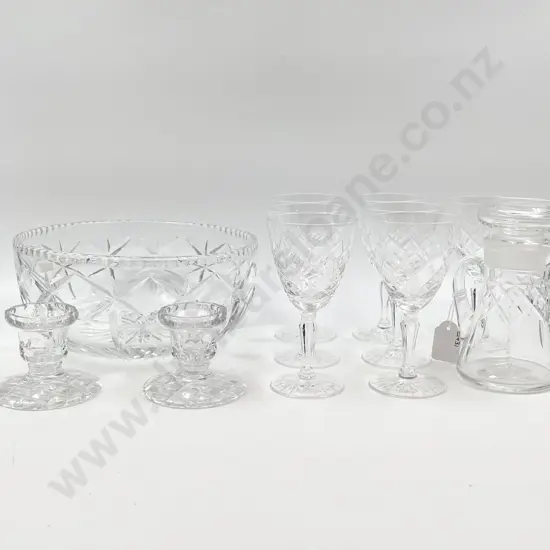 Small Quantity of Assorted Crystal including Candle Holders