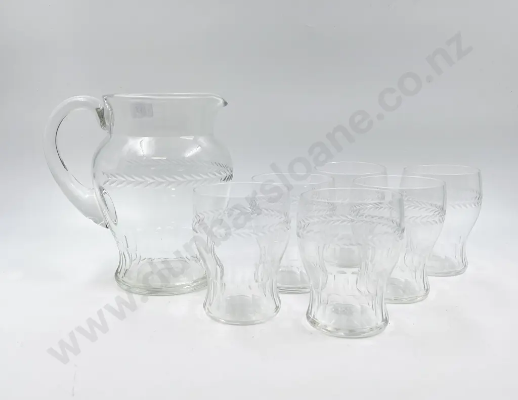 Glass Jug and Six Matching Records Image 1++