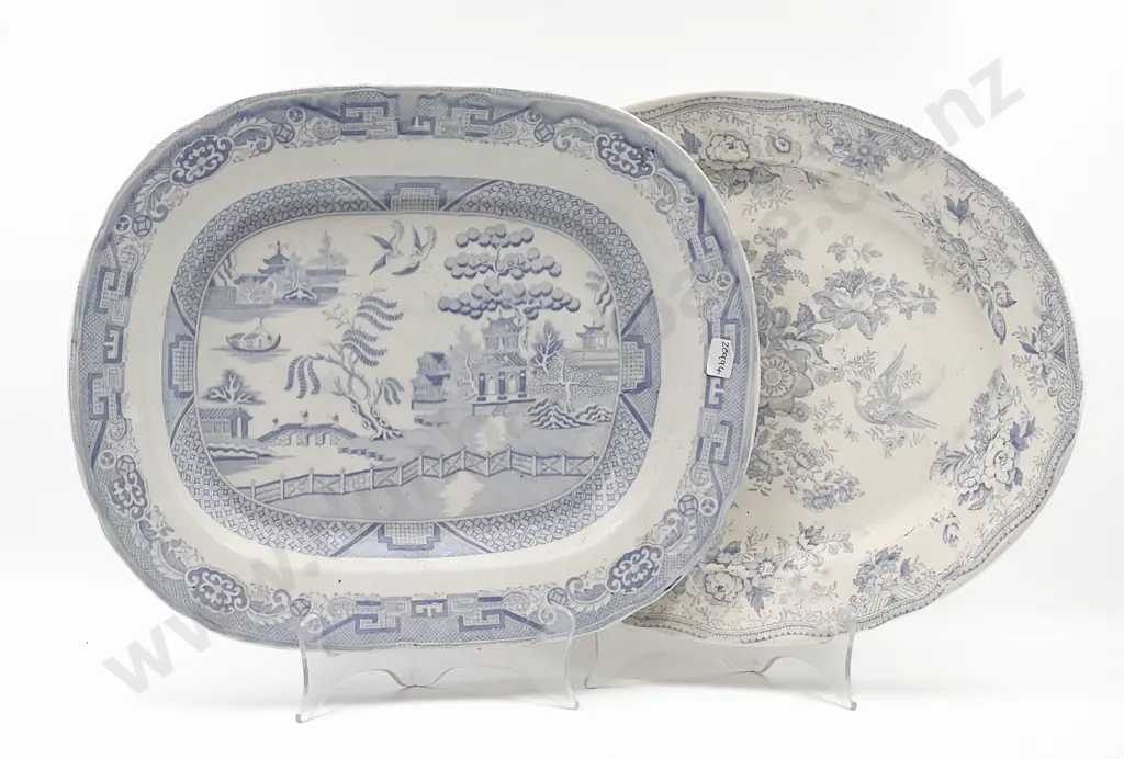Two Blue & White Meat Plates Image 1++