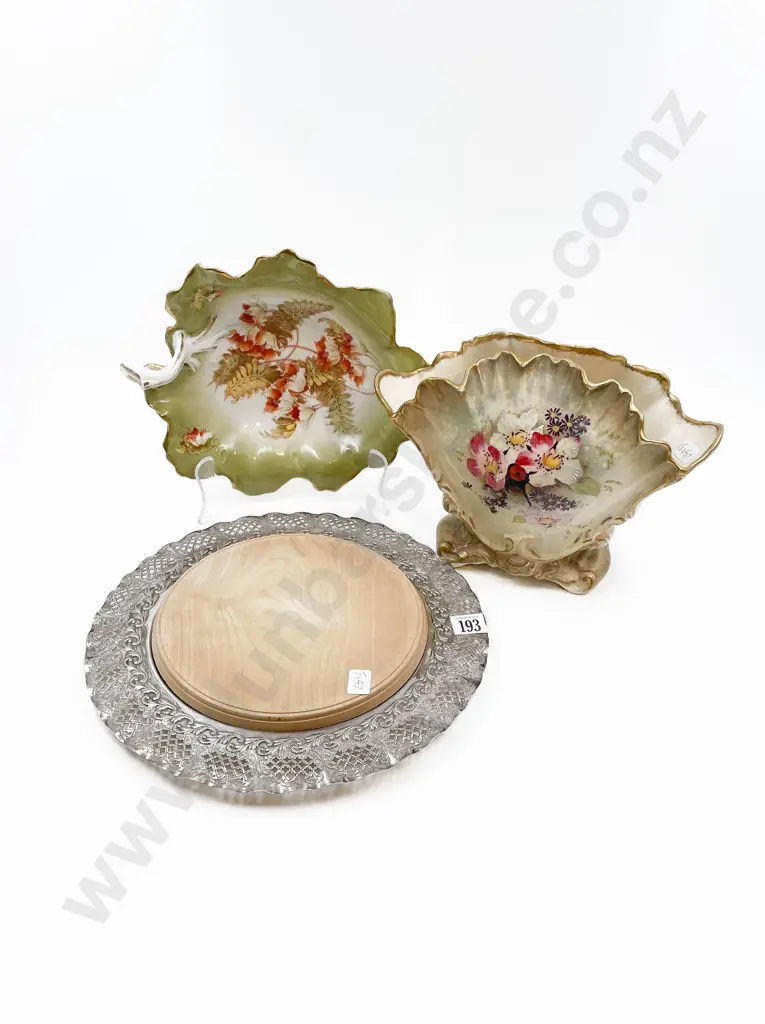 S/P Circular Cheeseboard Together with Floral Decorated Vase etc Image 1++