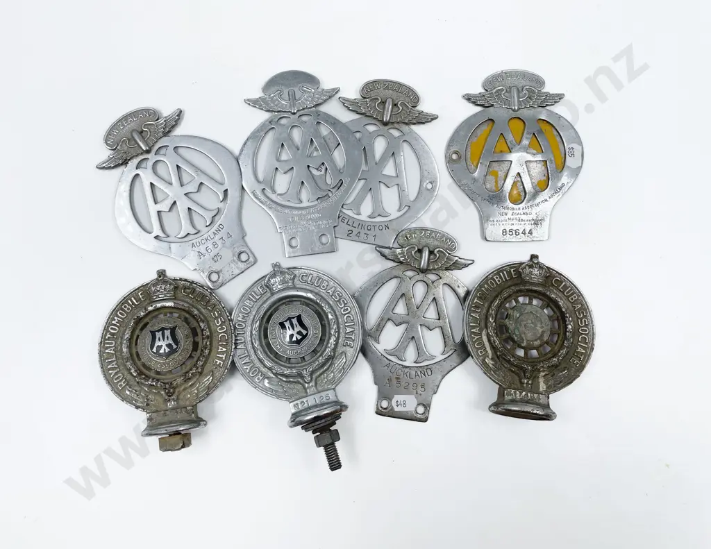 Eight Vintage Mostly NZ AA Car Badges Image 1++