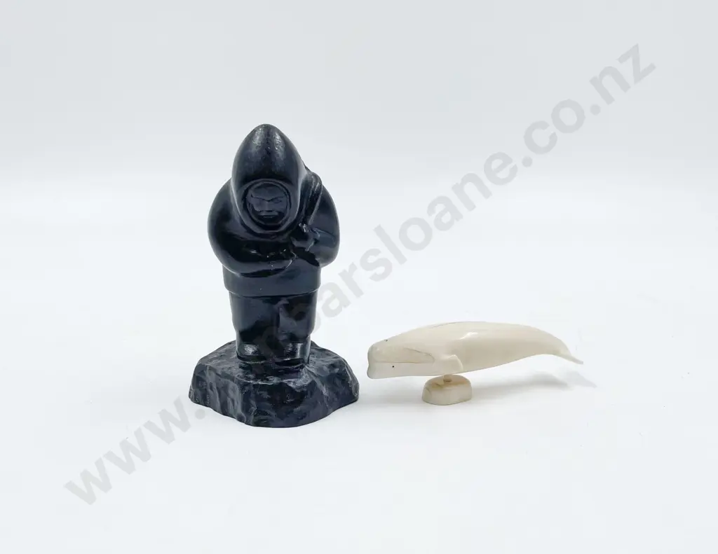 Inuit Figure Together with Small Ivory Whale Image 1++