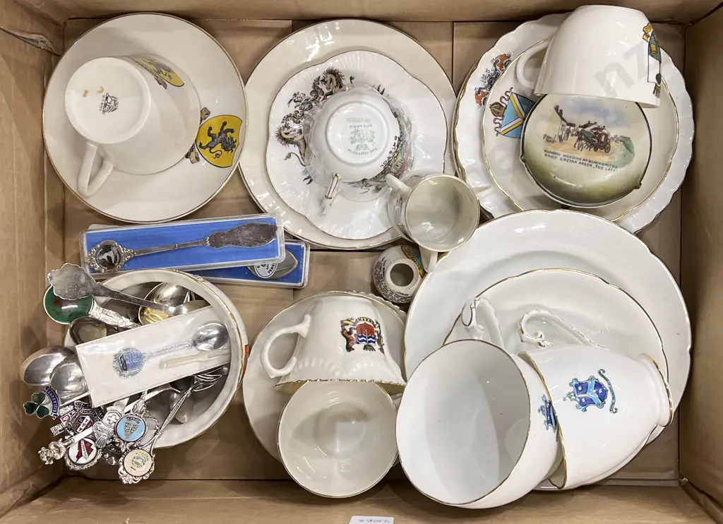 Small Quantity of Assorted Fancy China Including S/S Souvenir Spoons Image 1++