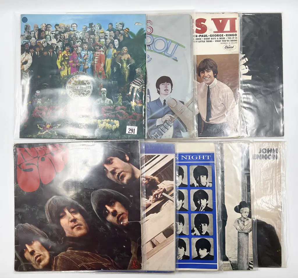 Eight Assorted "The Beatles" With a "John Lennon" Vintage Vinyl Records Image 1++