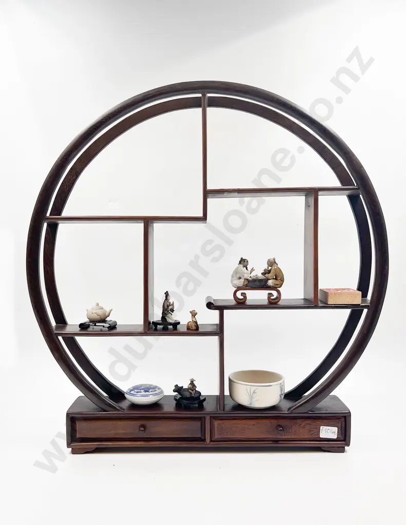 Chinese Two Draw Knick Knack Shelf with Assorted Ornaments Image 1++