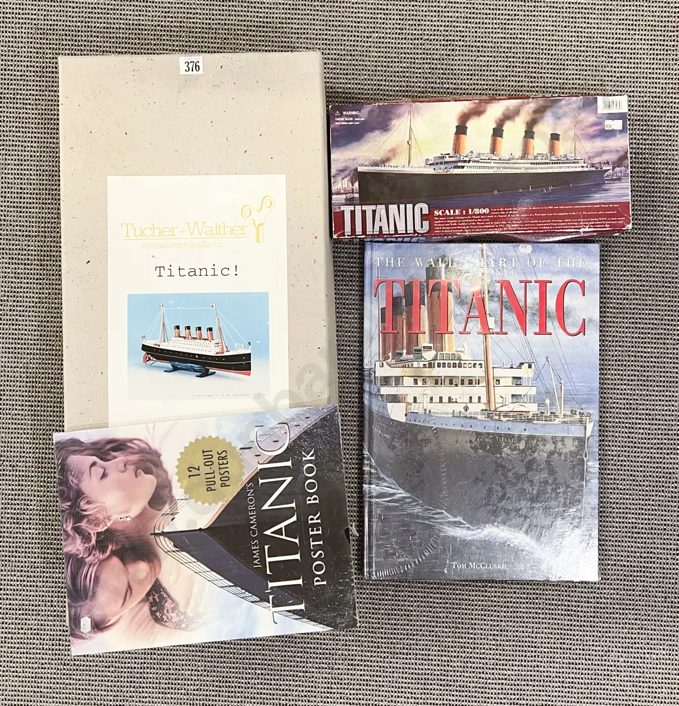 Quantity of Assorted Various Titanic Merch Including Poster and Kitset Wind up Boat Image 1++