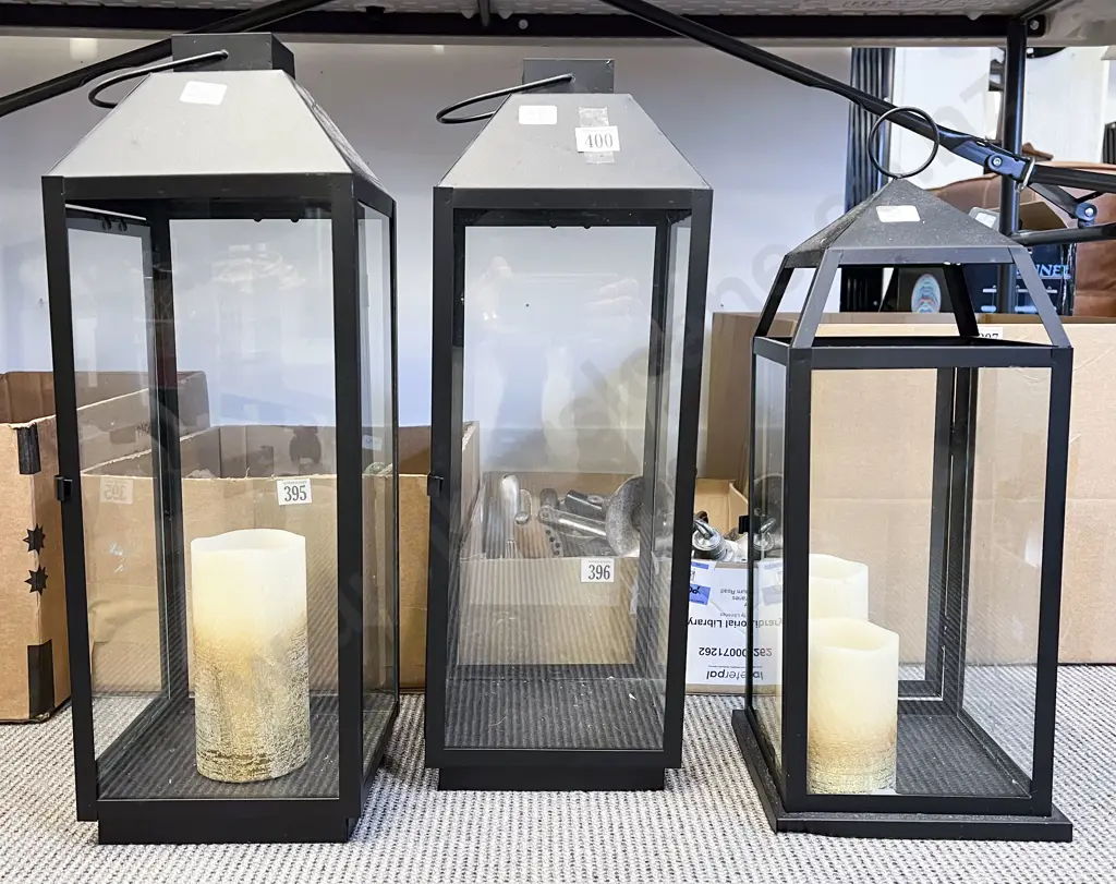 Three Lantern Form Candleholders Image 1++