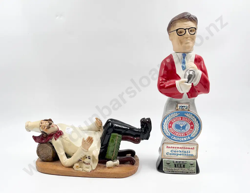 Jim Beam Decanter with Figural Bottle Holder Image 1++