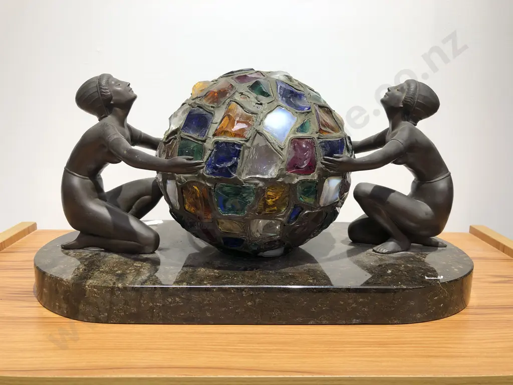 Decorative Group Figural Lamp on Hardstone Base Image 1++