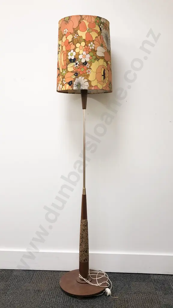 Mid-Century Standard Lamp and Shade Image 1++