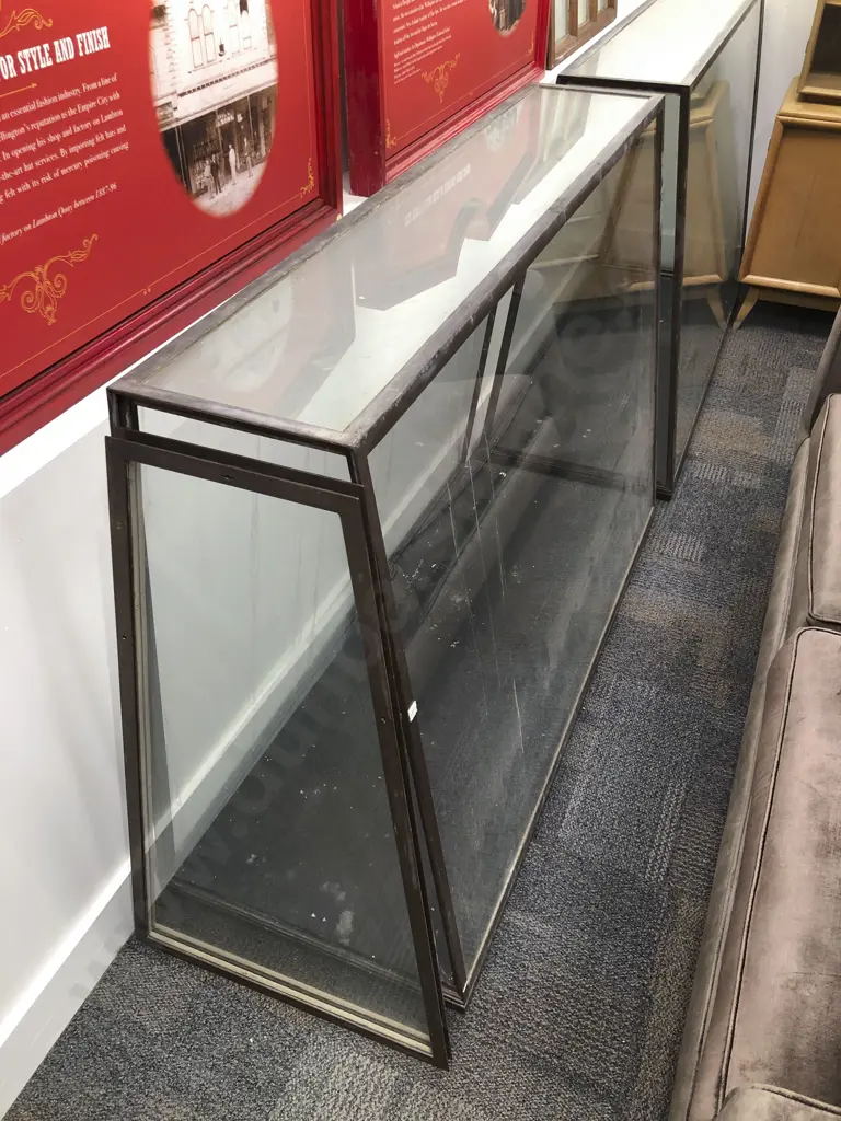 Pair of Prism Shaped Display Cabinets Image 1++