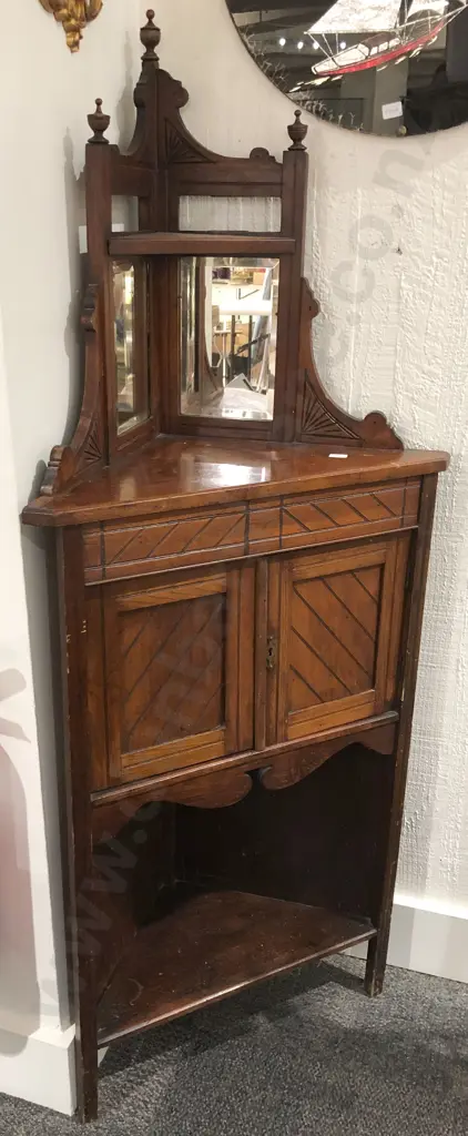 Corner Cabinet with Mirrored Gallery Top Image 1++