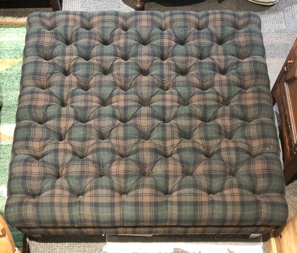Large Square Buttoned Footstool Image 1++