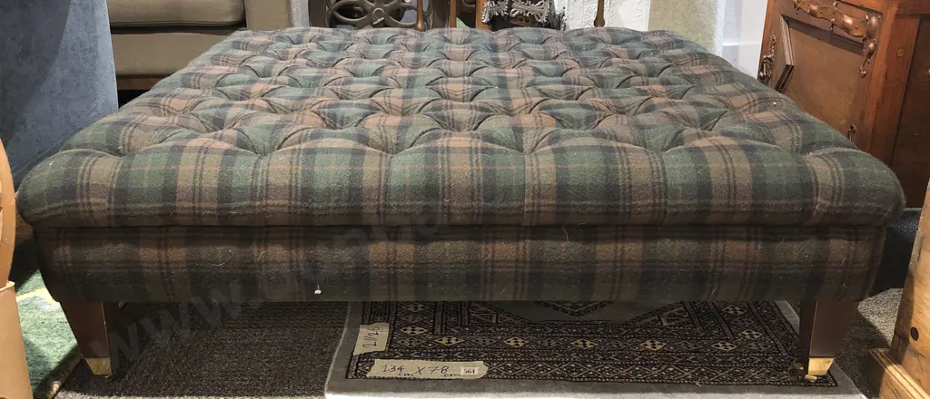 Large Square Buttoned Footstool Image 1++