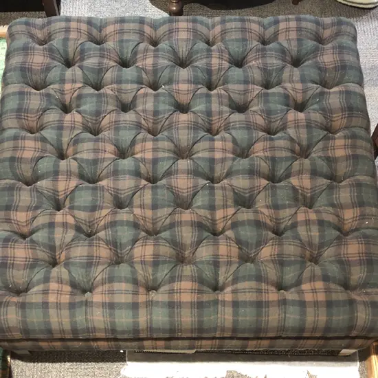 Large Square Buttoned Footstool