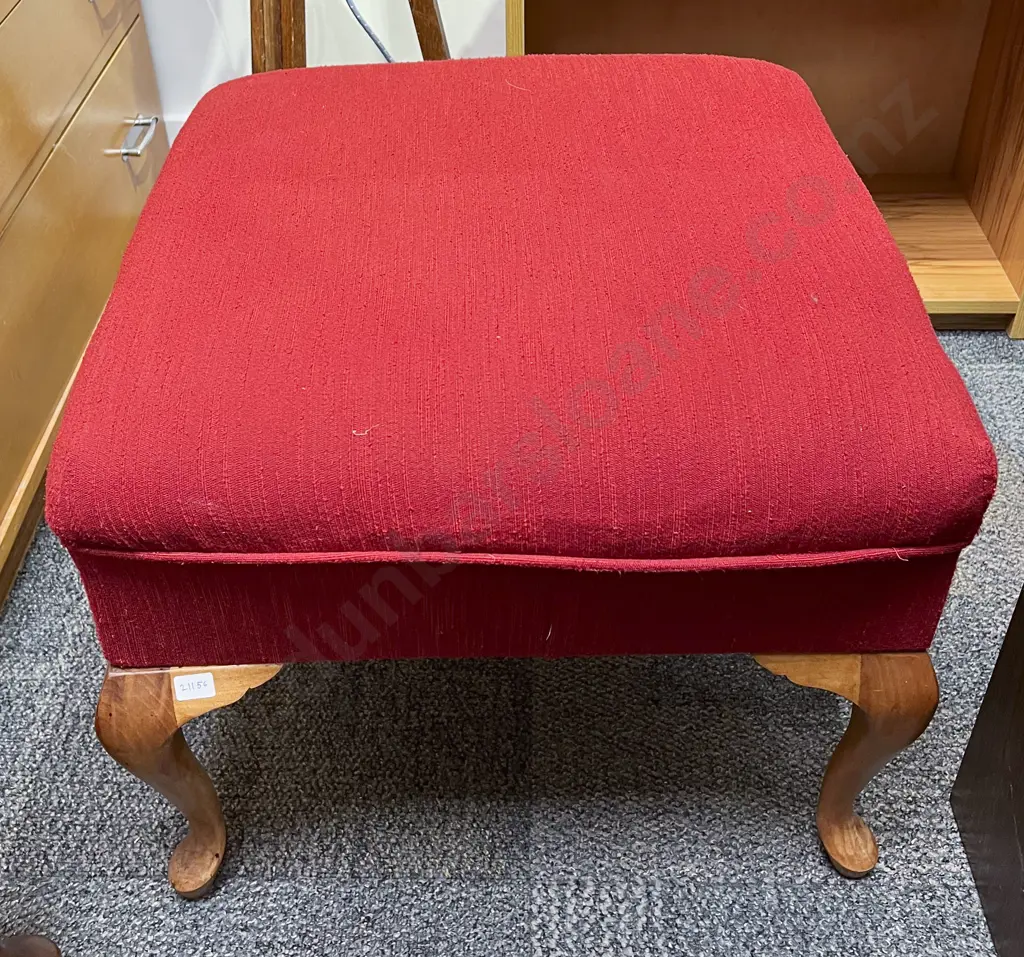 Red Upholstered Footstool Image 1++