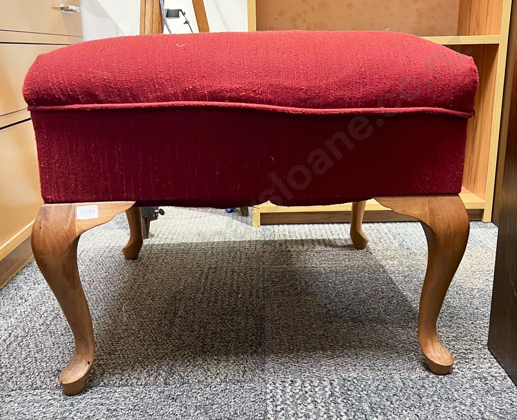 Red Upholstered Footstool Image 1++