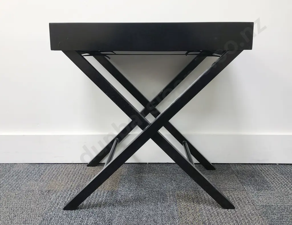 Modern Black Lacquered Butlers Tray and Stand Image 1++