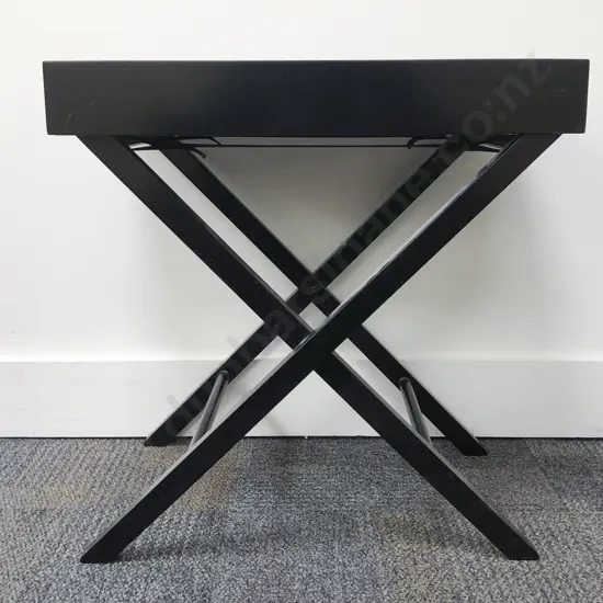 Modern Black Lacquered Butlers Tray and Stand