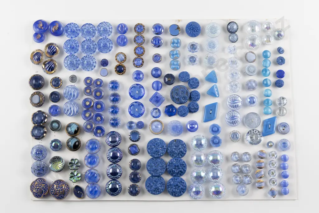 Collection Victorian & Art Deco Blue Glass Buttons Image 1++