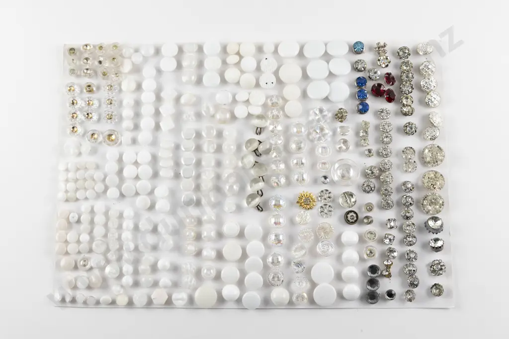 Collection Victorian & Art Deco White & Diamante Glass Buttons Image 1++
