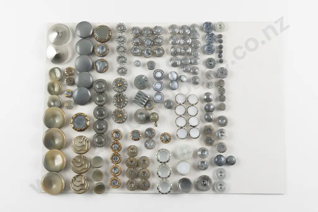 Collection Victorian & Art Deco Grey Glass Buttons Image 1++