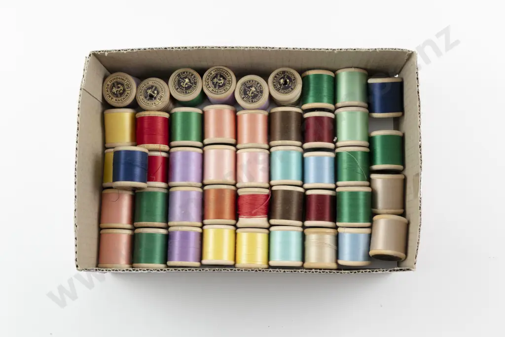 Vintage New & Used Clarks Paisley & Machine Embroidery Cottons on Wooden Reels Image 1++