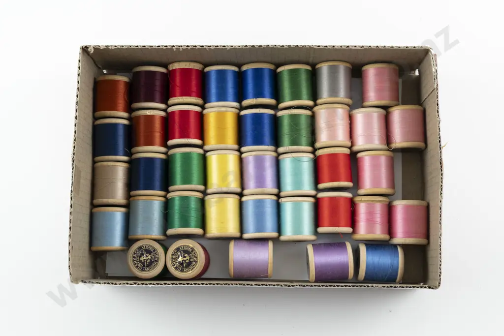 Vintage New & Used Clarks Paisley & Machine Embroidery Cottons on Wooden Reels Image 1++