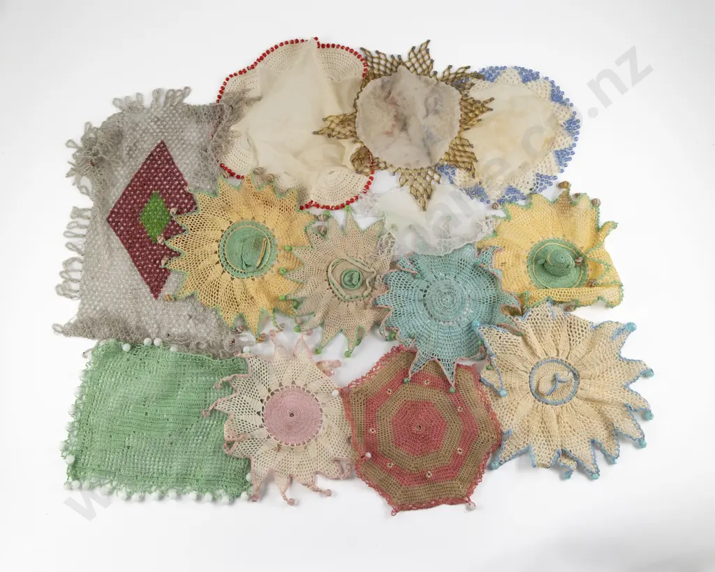 Collection of Crocheted & Beaded Jug Doily Covers Image 1++